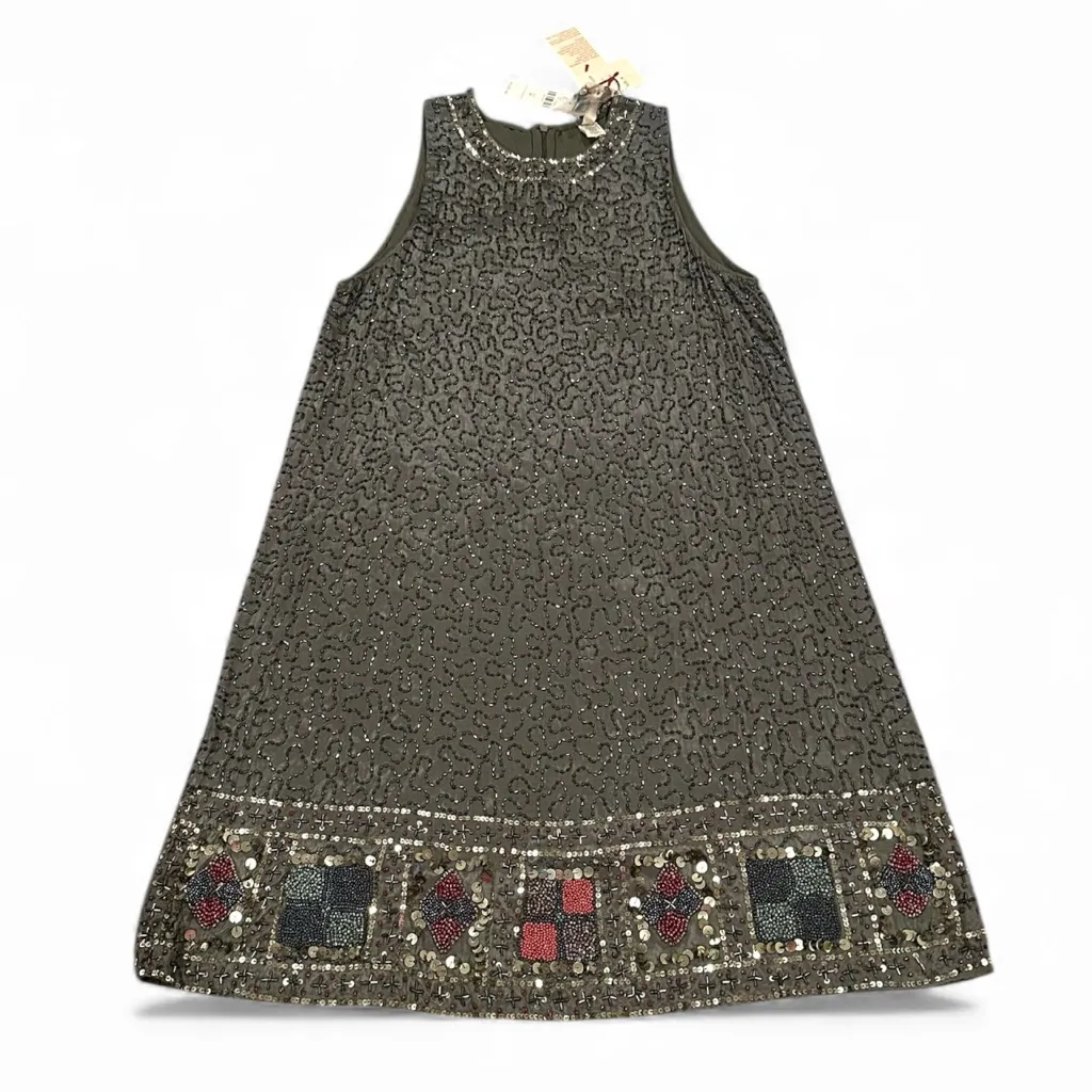 Anthropologie RAGA Hanna Beaded Moss Green Swing Dress Size M - Image 6