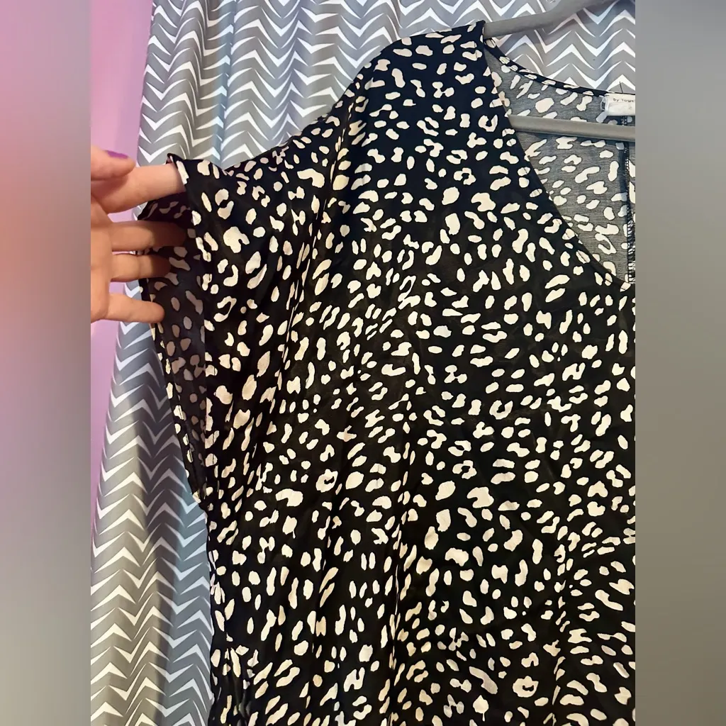 Anthropologie / BY Together | Black and Silver Boho Animal Print Mini Dress, L - Image 3