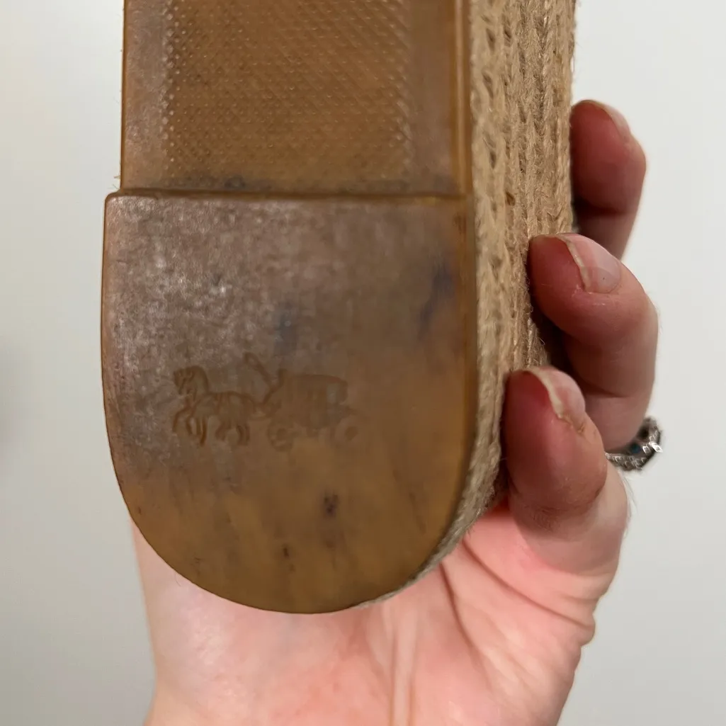 Coach Espadrille Wedges Primrose Raffia Leather Sandals Size 8.5 Women - Image 9