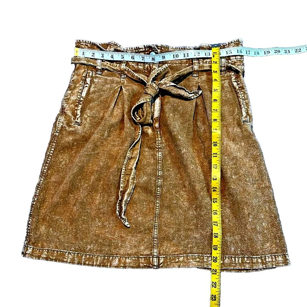 Anthropologie Pilcro Linen Paperbag Waist Mini Skirt in Rhoda Tan Size 12 - Image 13