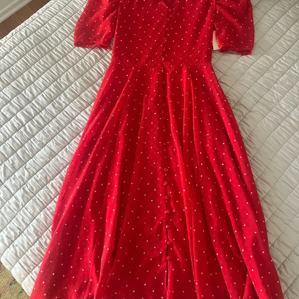 NWOT Rachel Parcell Red Puff Sleeve Midi Dress Sz Xs - Image 5