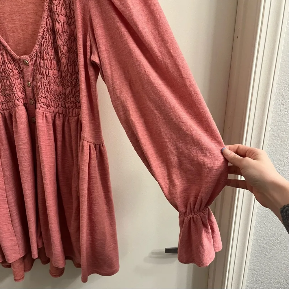 Free People Don’t Call Me Baby Long Sleeve Thermal Top in Rosie Size Small - Image 10