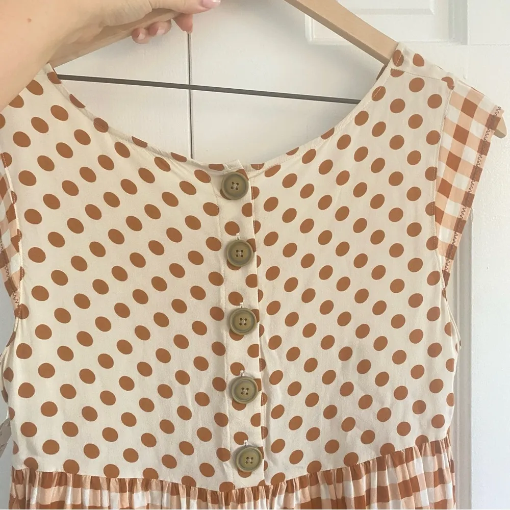 Matilda Jane Tan Polka Dot and Checkered Blouse - Image 6