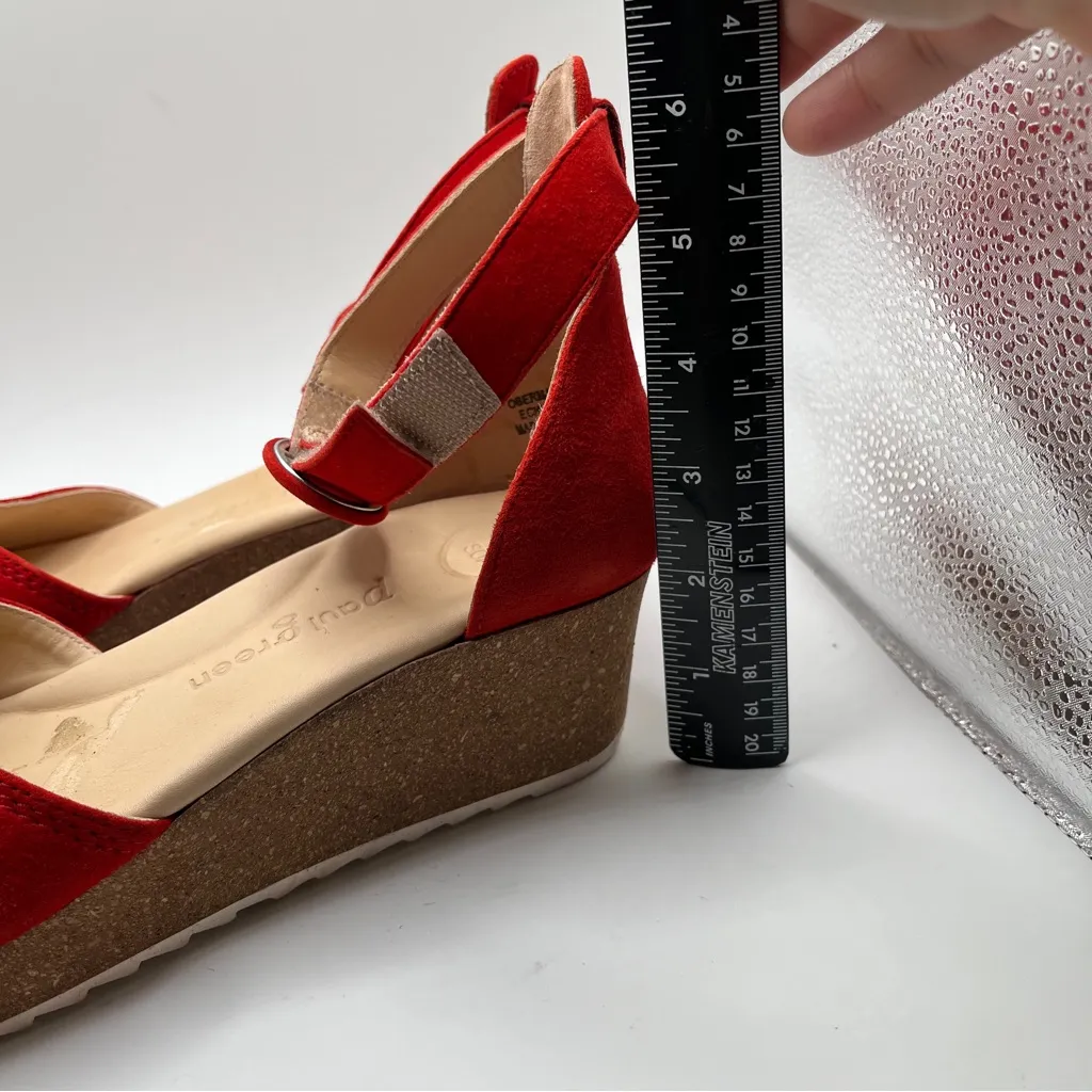 Paul Green Venice Wedge Sandal red suede size UK 6.5 US 9 NWOB - Image 6