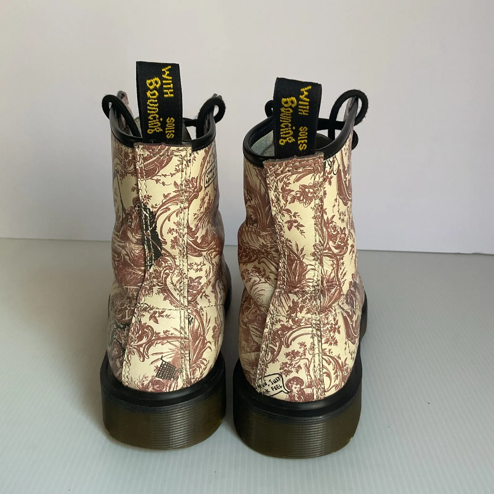 Dr. Martens Red on White Women’s 1460 Vandalised Jouy Boots Cherry Sz 6 - Image 5