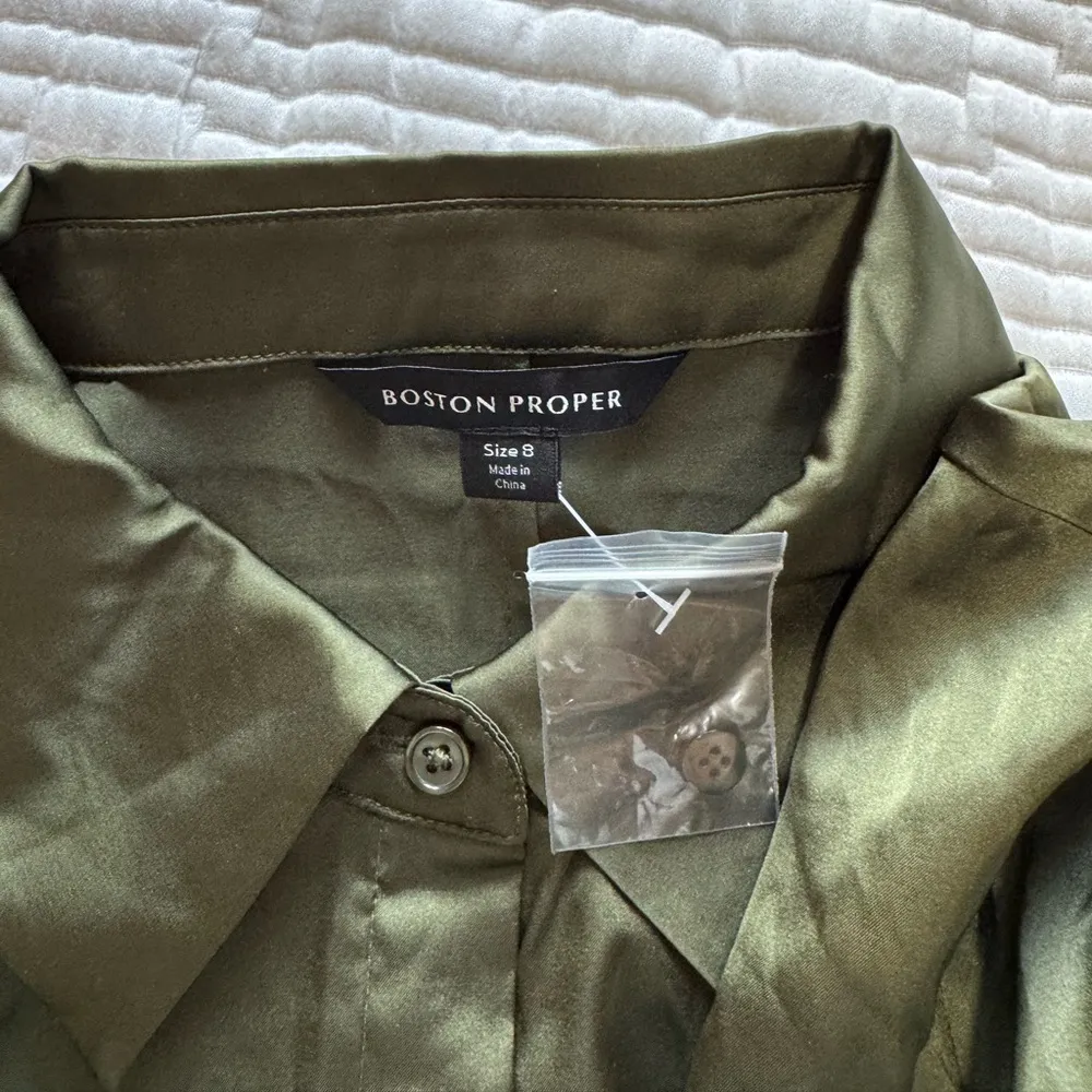 Sophia Button-Up Charmeuse Blouse Ash - Image 6