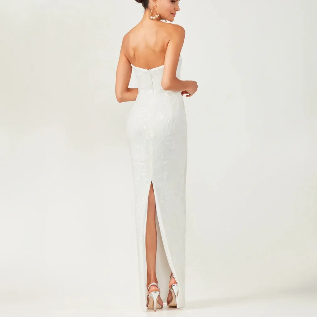 Helsi Serena Elegant White Strapless Dress Size M - Image 3