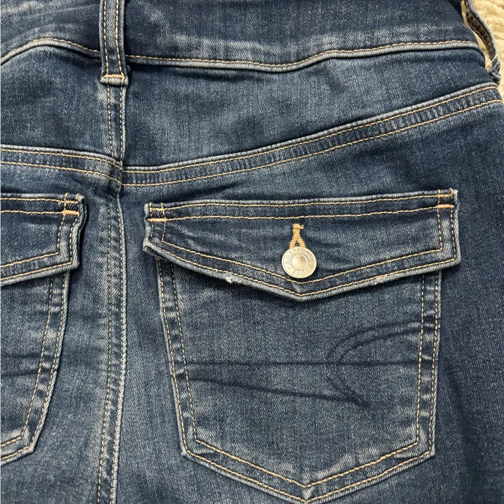 Blue Denim Jeans Cut Off Raw Hem Size 4 - Image 4