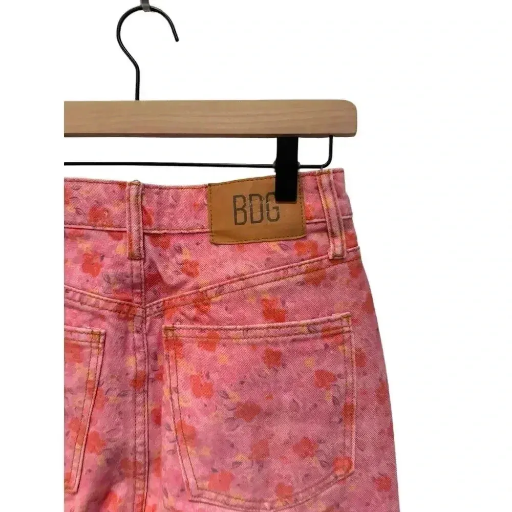 BDG Urban Outfitters Pink Floral High Rise Flare Jeans Size 25‎ - Image 3