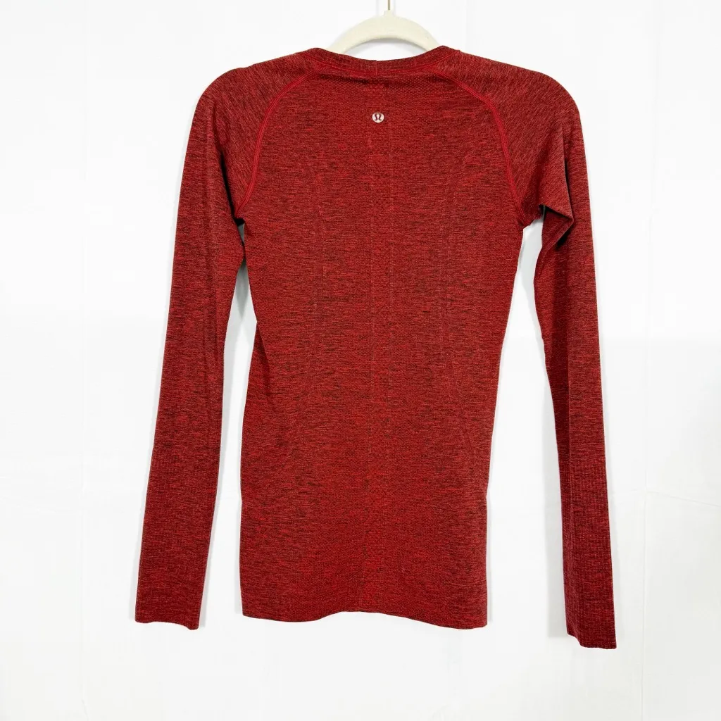 Lululemon Swiftly Tech Long Sleeve Crew Black / True Red Top - Image 4