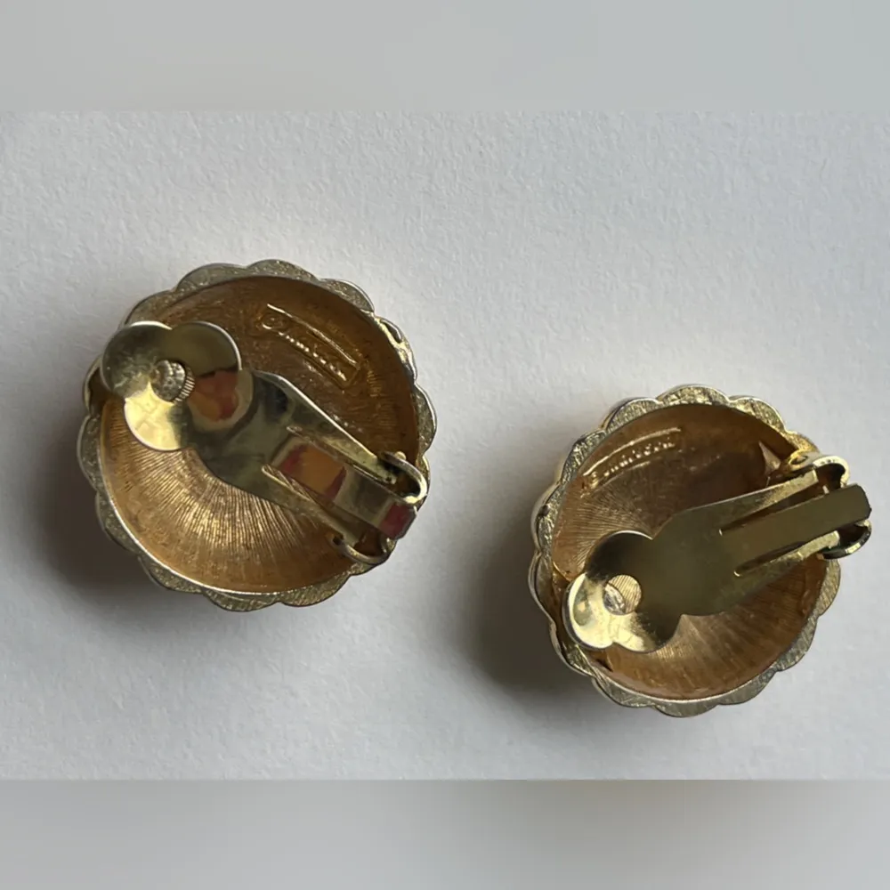 MARESCA Signed Vtg Earrings gold Clip - Image 4