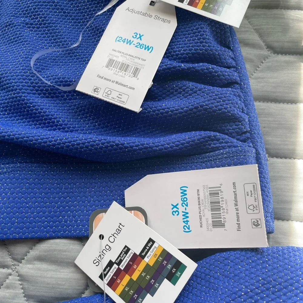 Nwt Time and Tru Women's Ruched Side Bikini Swimsuits blue size 3X bathing suit - Image 7