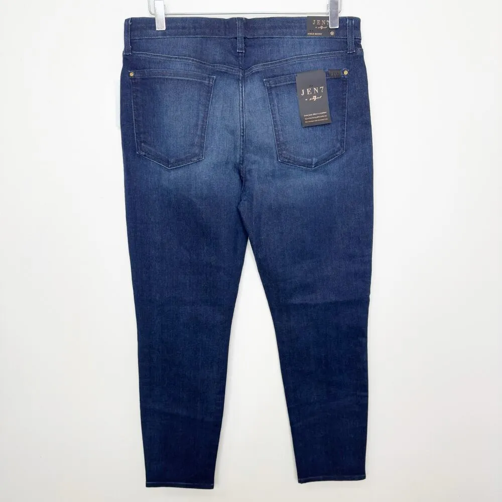 NWT Jen 7 For All Mankind Metallic Embellished Floral Ankle Skinny Jeans 12 Blue - Image 5