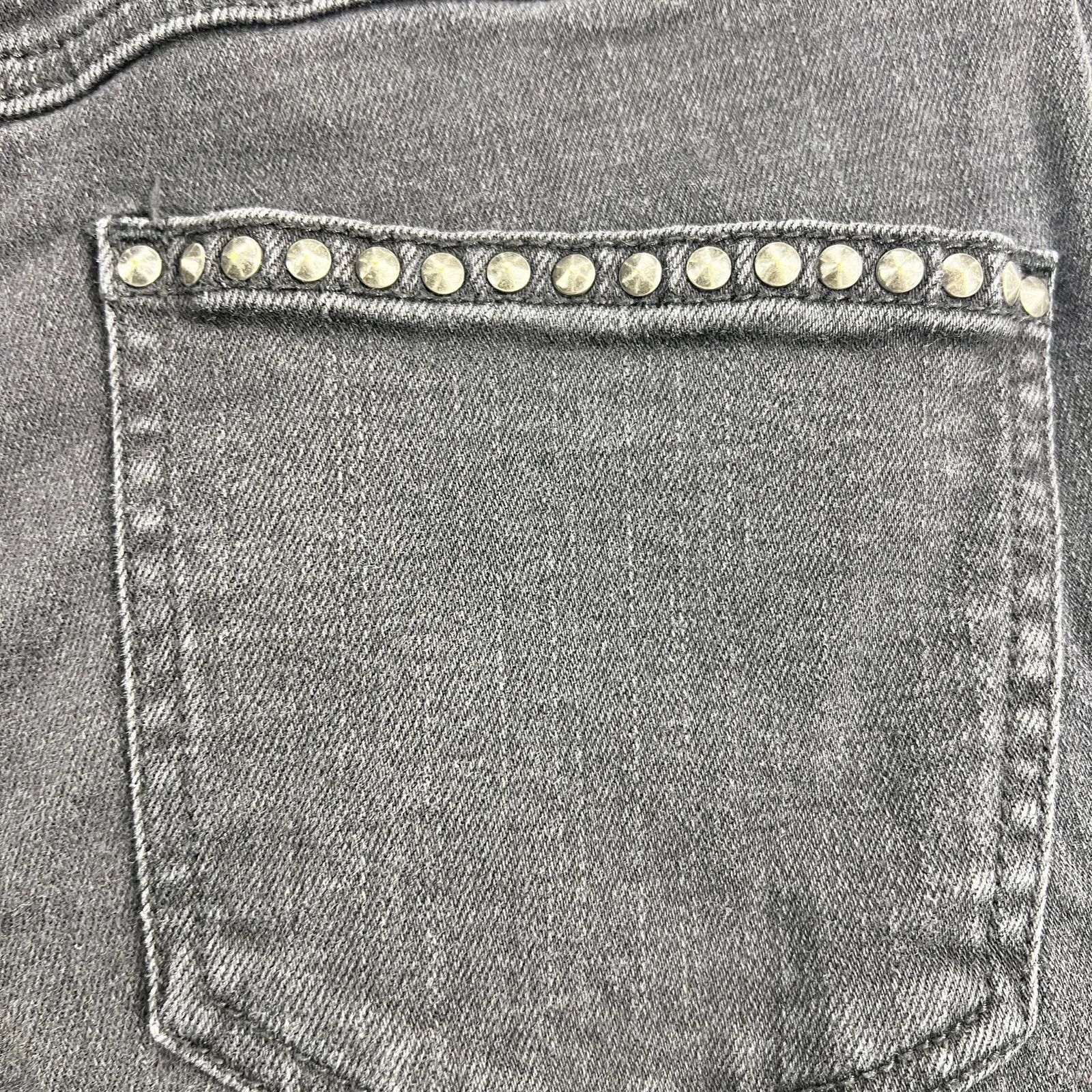 Free People Burnished Silver Studded Black Wash Skinny Distressed Jeans Size 27 - Image 11