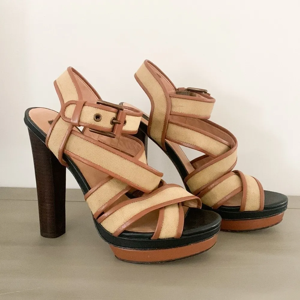 Ann Taylor Rosemary Canvas Platform Sandals 8.5M - Image 2