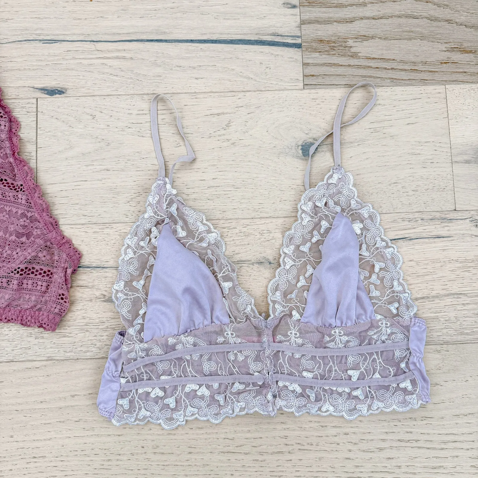 Lace Bralette Lot 2 Piece Size S Pink Purple Lavender Halter Coquette Loungewear - Image 3