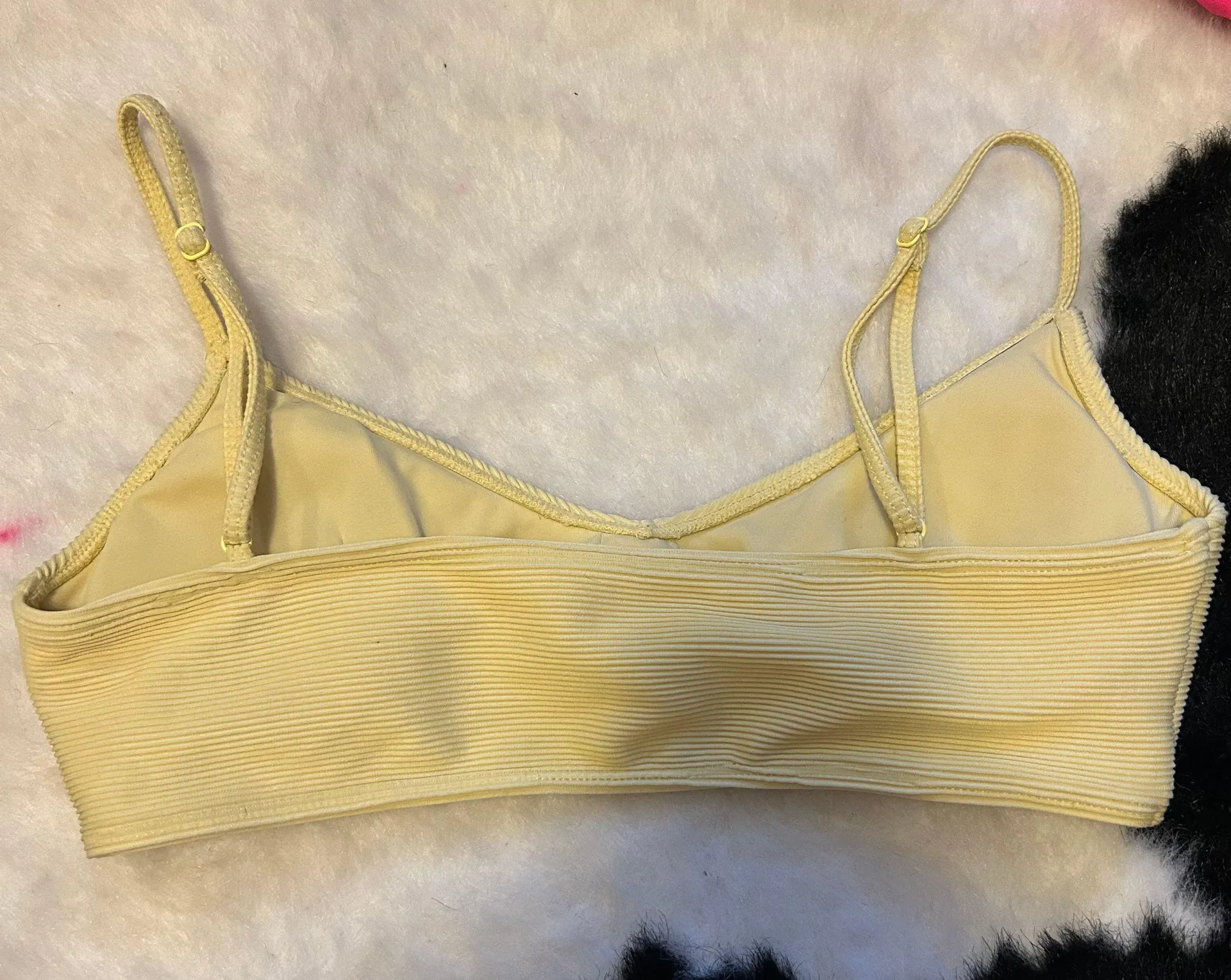 Yellow Ribbed Bikini Top - Image 3