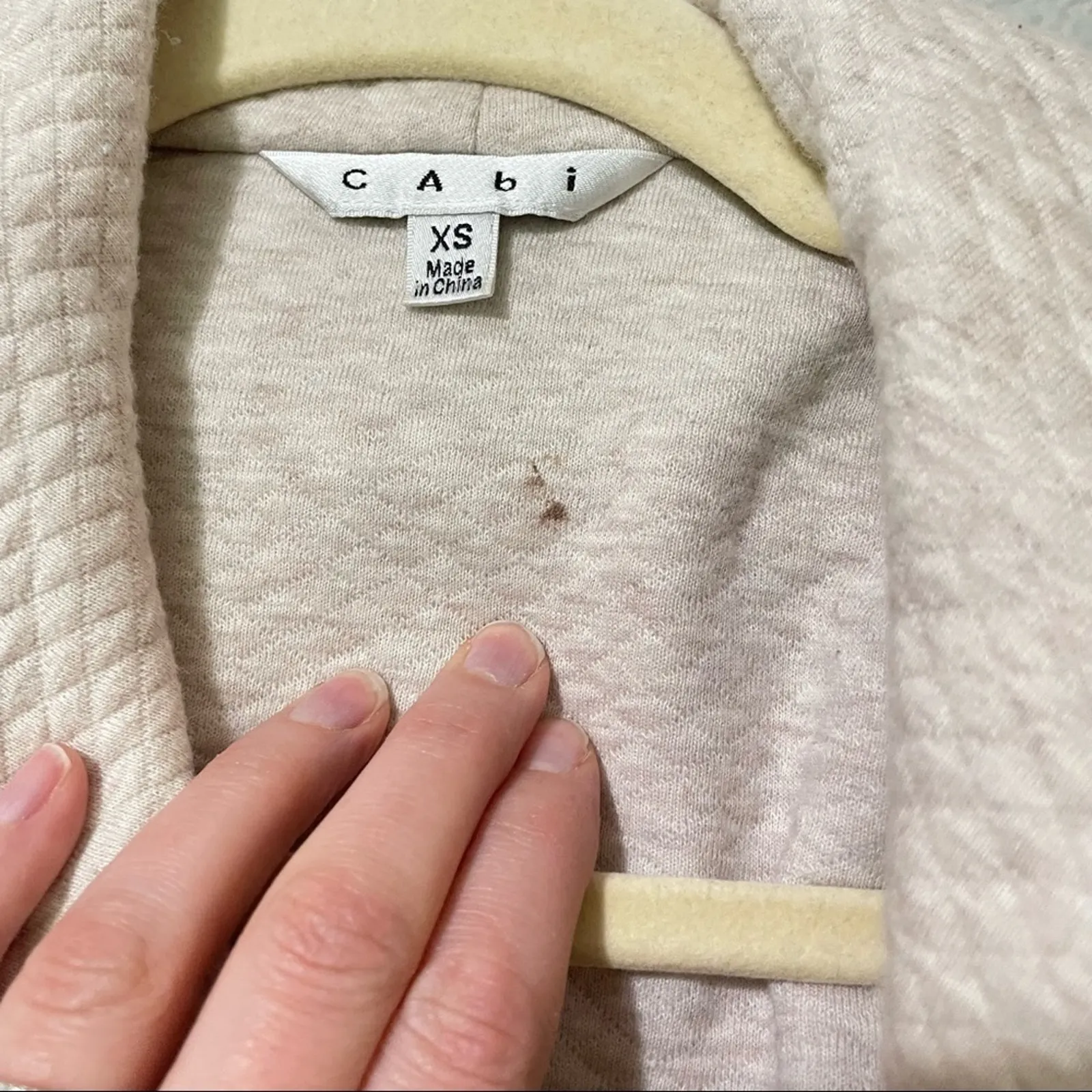 Cabi Cream Knit Moto Zip Bomber Jacket Womens XS Cotton Blend Lightweight - Image 2