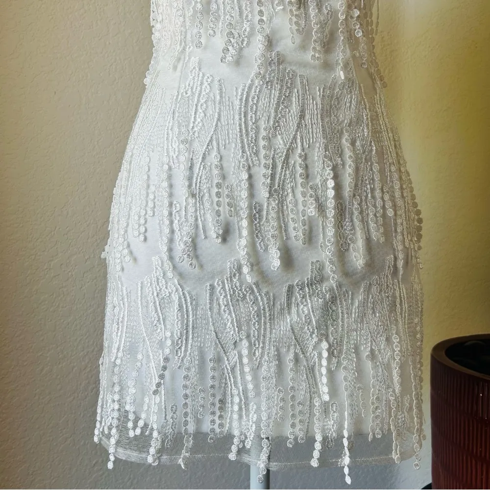 Making Magic White Fringe Lace-Up Mini Dress - Image 7