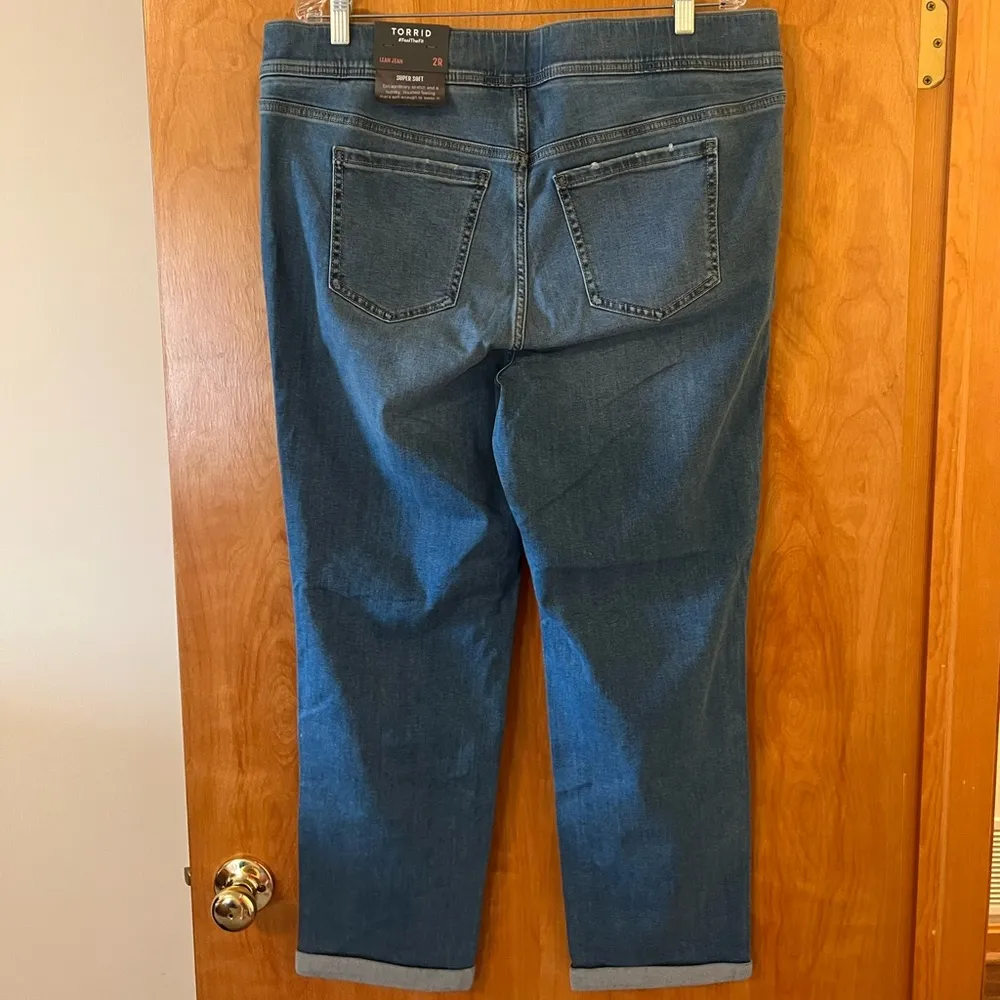 Torrid Lean Jean Blue Denim Jeans Cuffed Pull On Super Skinny Leg High Rise 2R - Image 10