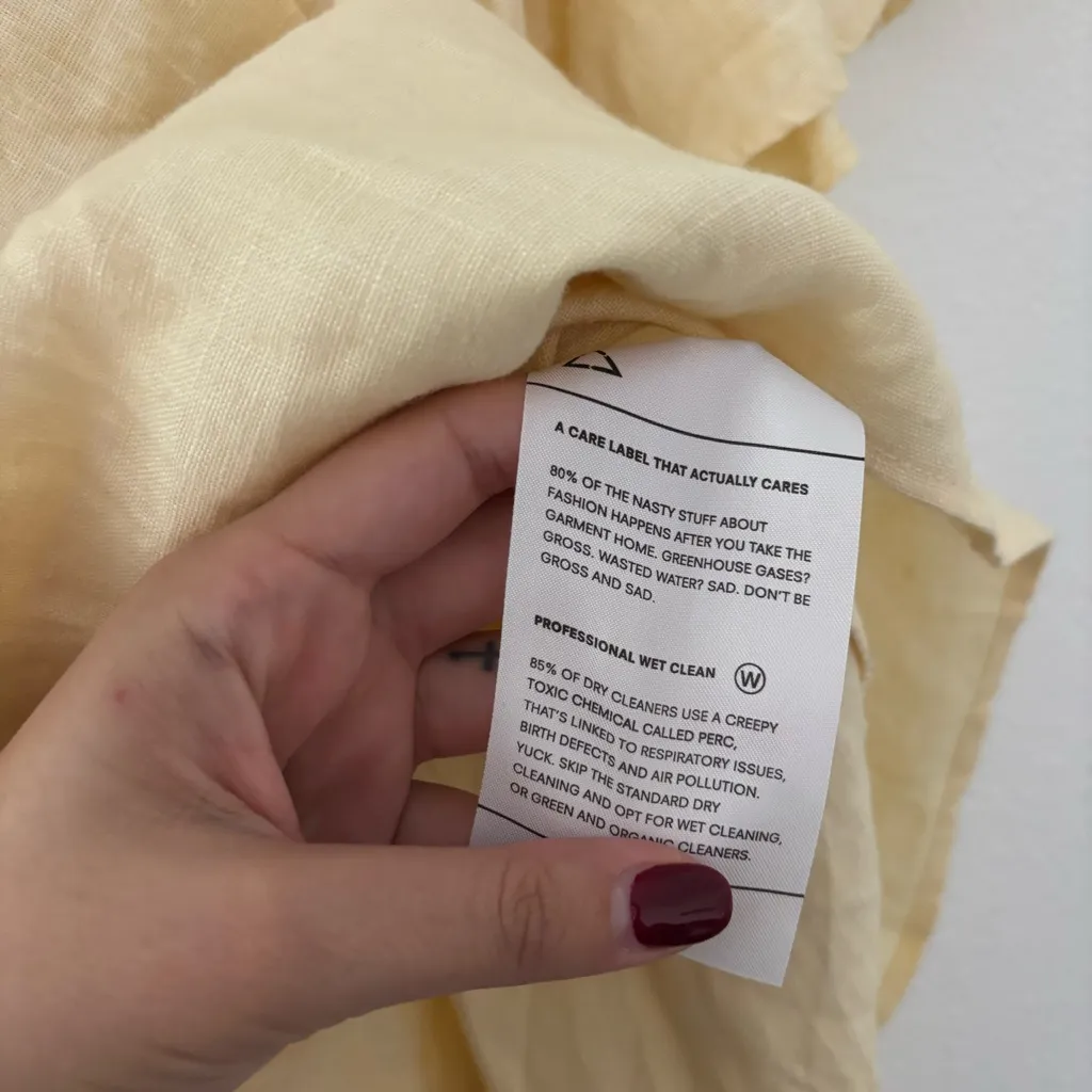 Reformation linen off the shoulder mini dress in butter yellow - Image 3