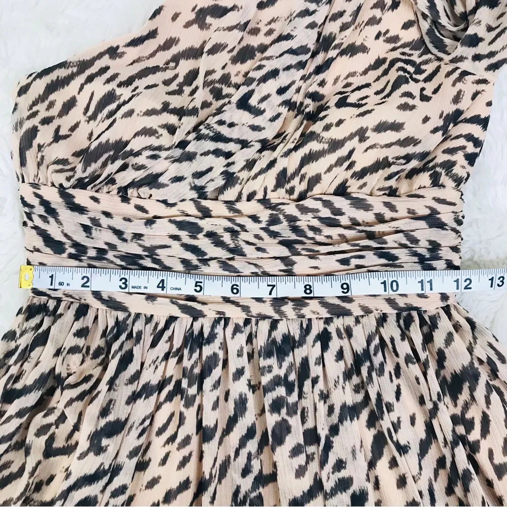 GIANNI BINI Leopard Print Maxi Dress One Shoulder Long Sleeve Party Size 0 New‎ - Image 14