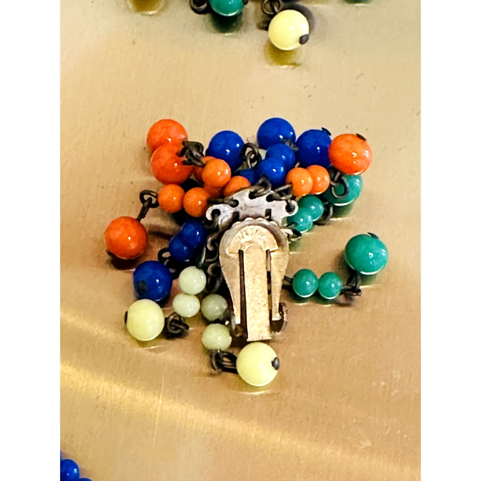 Vintage 1930s Multi Strand Necklace/Earring Set Japan Glass Beads Bright Costume Blue - Image 7