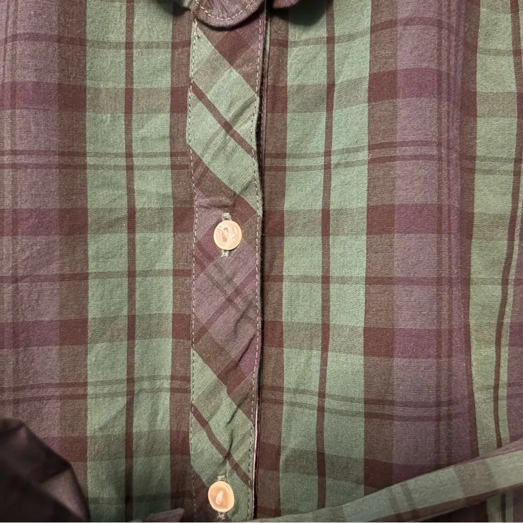 Tommy Hilfiger green, blue black tartan plaid ruffled belt dress size XXL NEW - Image 9