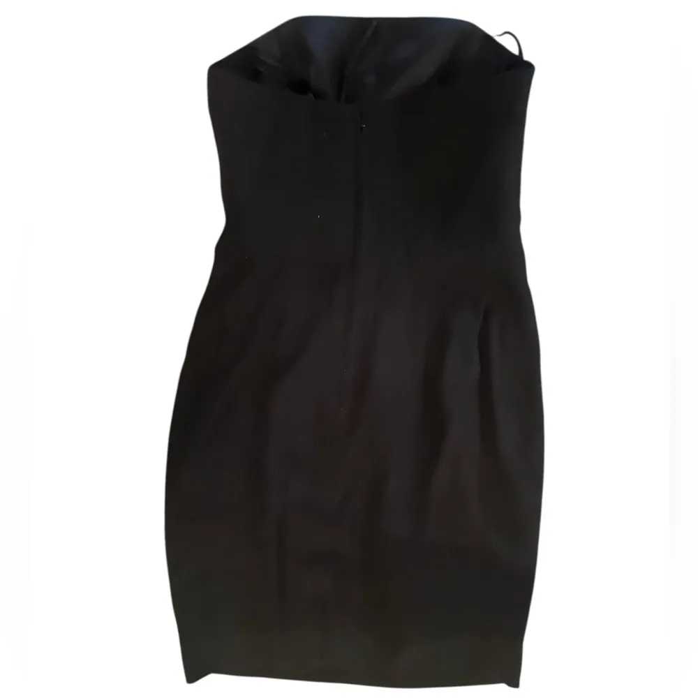 Vintage 80s AJ Bari Elegant Black Strapless Mini Dress Size 4 - Image 2