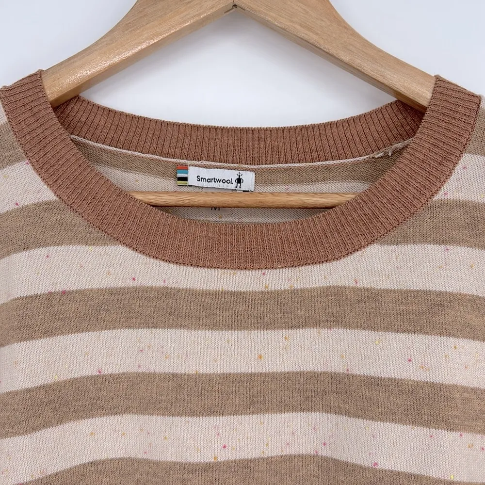 Smartwool Edgewood Boyfriend Striped Crewneck Sweater Almond Women’s Size Medium - Image 3