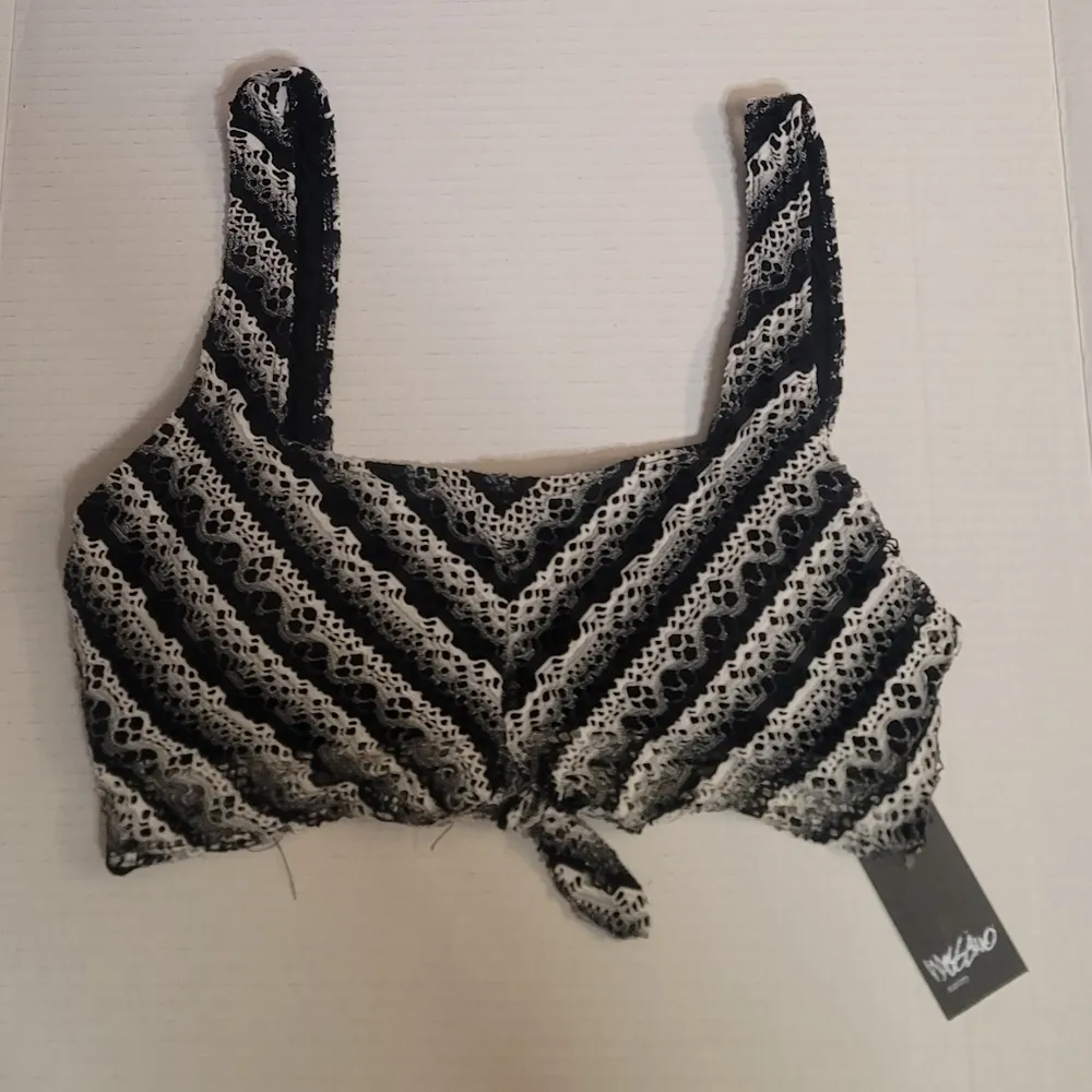 NWT! Mossimo Black White Crochet Knotted Bralette Bikini Top L Size L - Image 3
