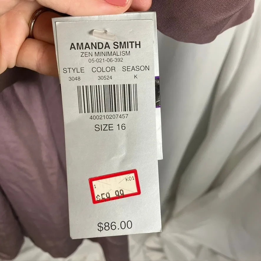 Amanda Smith Vintage Pure‎ Silk Pant Suit Set Size 16 Zen Minimalism Mauve New - Image 2