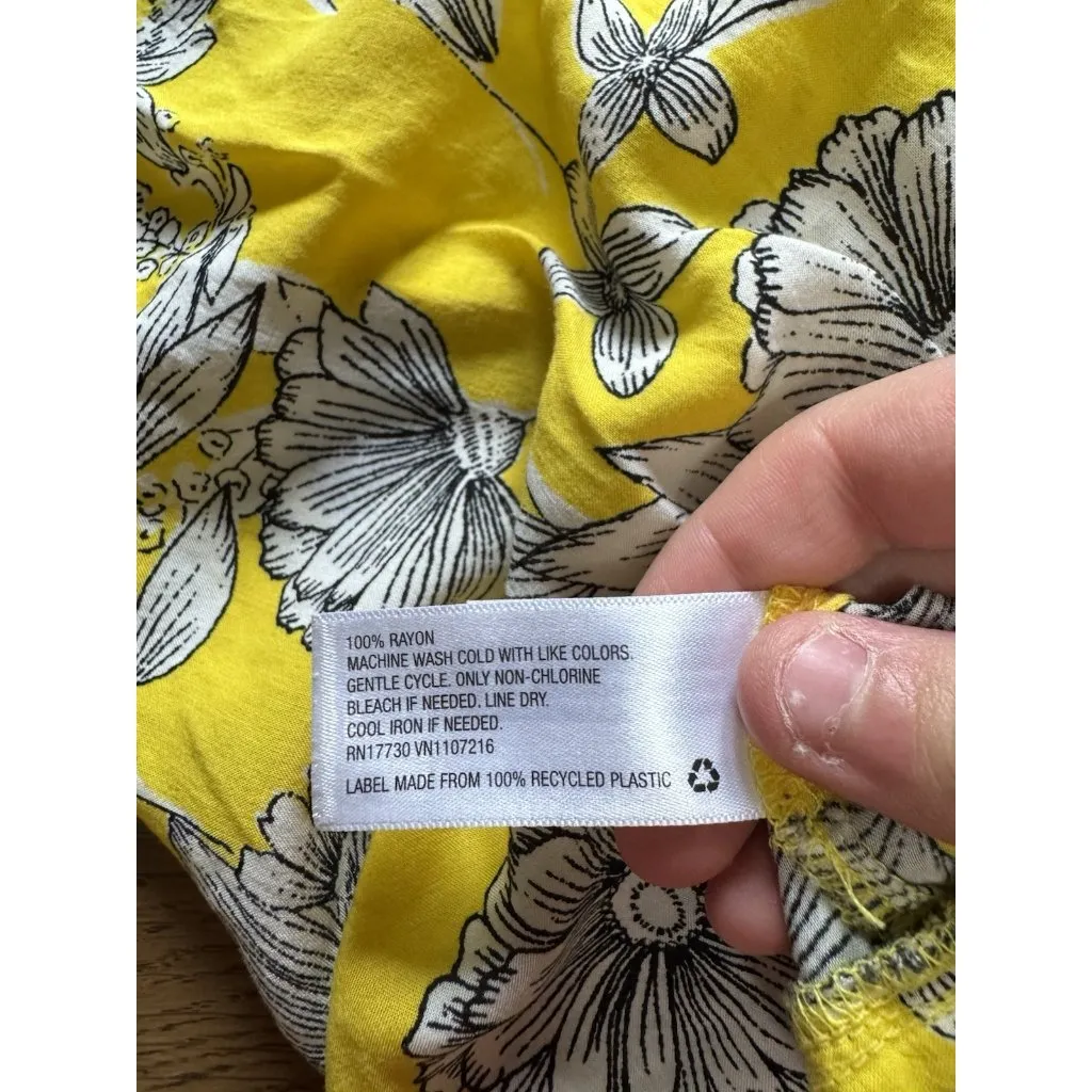 A New Day Women Shirt Size Medium Long Sleeve Floral Rayon Boho Lightweight City - Image 9