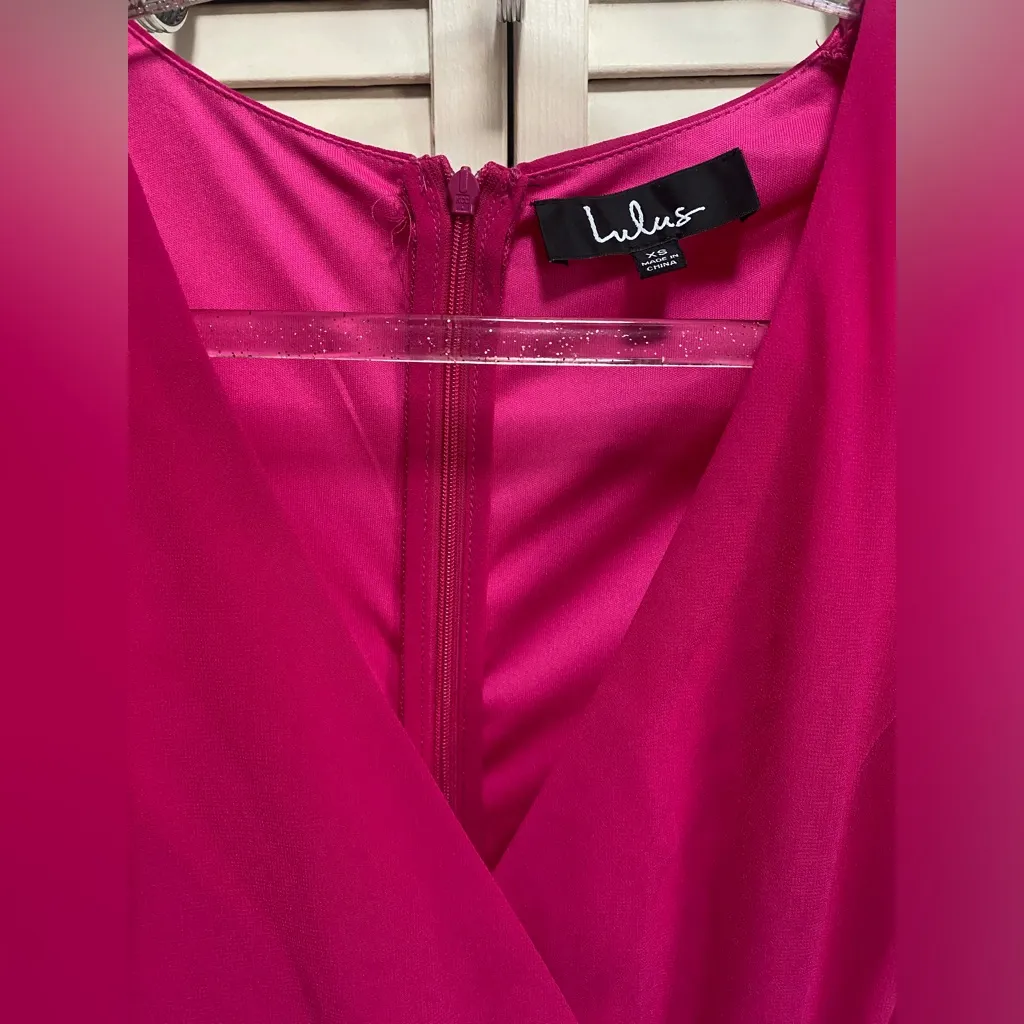 NWT Lulus Chiffon Hot Pink Dress‎ High low Ruffle Maxi Size XS Lined - Image 8