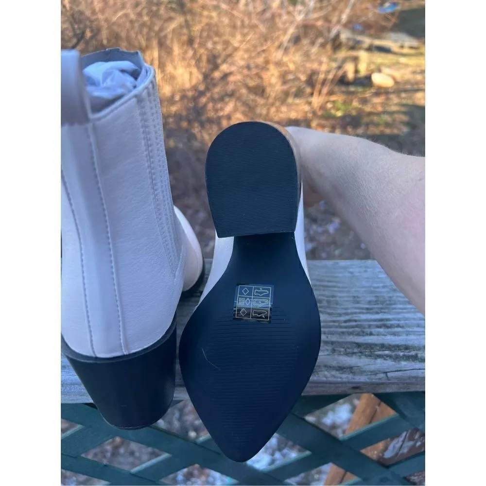 Nasty Gal Off White Pointed Toe Heeled Boots Sz 4 NWB - Image 5