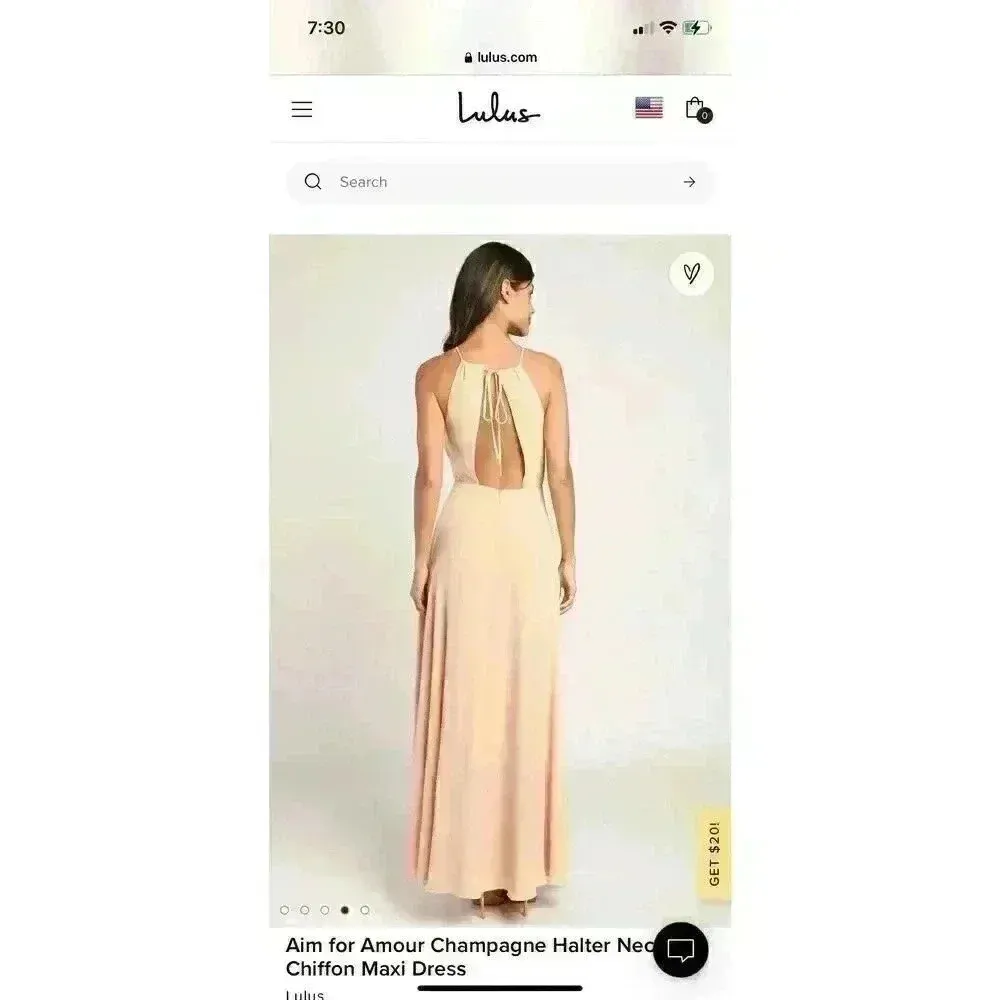 NWT LULUS Aim for amour champagne halter maxi dress medium NWT - Image 5