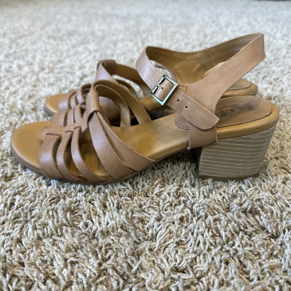 Korks Kork‎ Ease Sandals Womens 8 Cilla Shoes Strappy Heel Tan Leather Comfort - Image 3