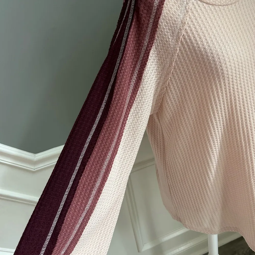 Forever 21 tri color waffle knit top balloon sleeve large - Image 3