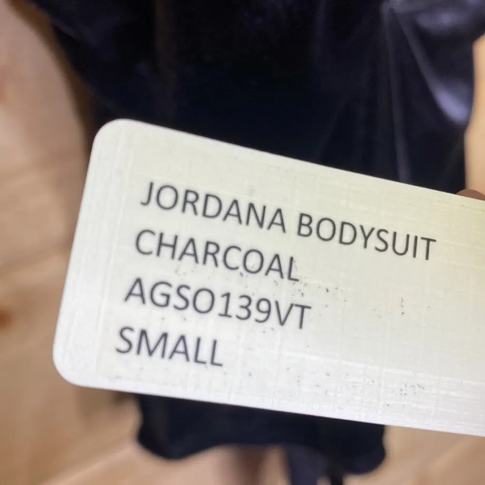 Naked Princess Jordana Bodysuit Charcoal Grey Velvet Size Small NWT Gray - Image 8