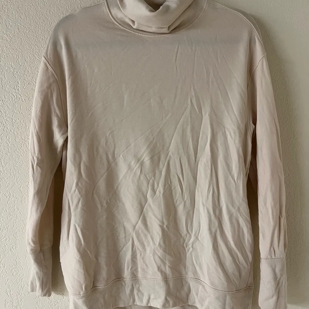 Athleta Women's Soft Cream Cinched back Turtleneck Sweater - Image 6