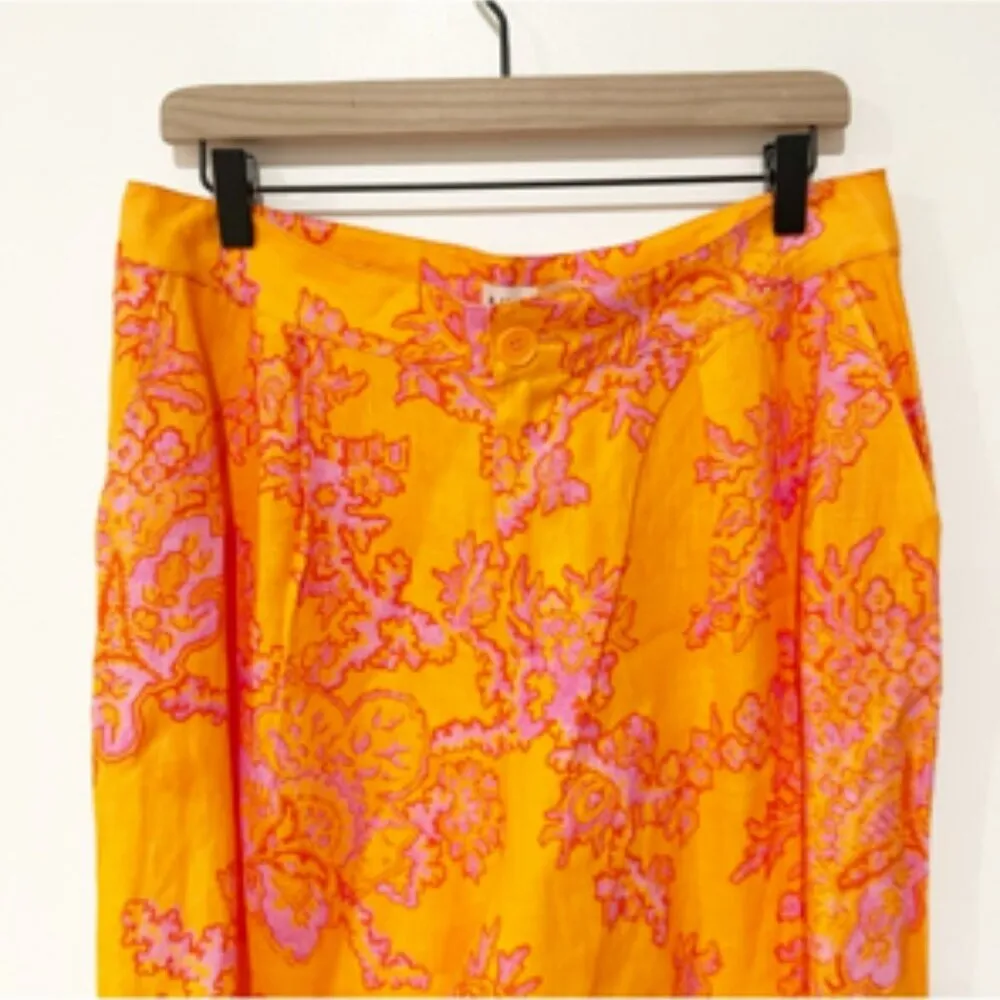 Rhode Wide Leg Linen Palazzo Pant Campbell Coral Reef Grande Size 4 Orange - Image 5