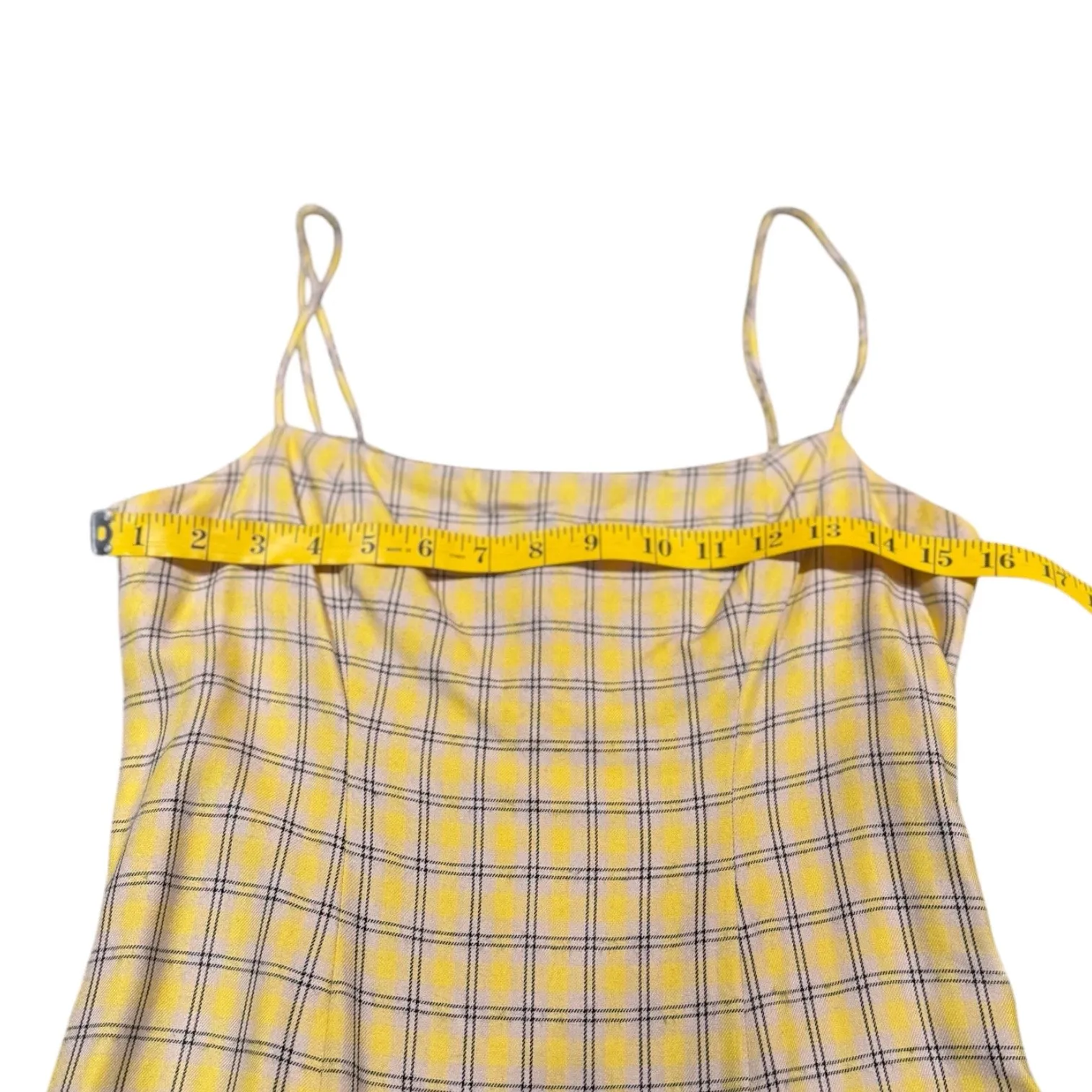 Revolve Capulet Preppy Clueless 90's Inspo Plaid Yellow Amber Mini Dress Small - Image 4