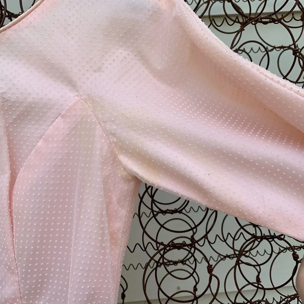 Vintage 60s Lorrie Deb pastel pink Swiss dot dress - Image 4