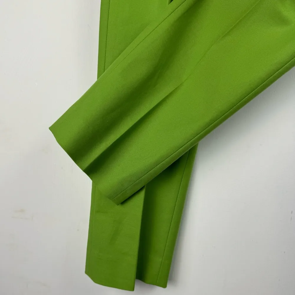 Lafayette 148 Pleat Trousers Sz 0 Green Slim Cut Tapered Dress Pants - Image 9