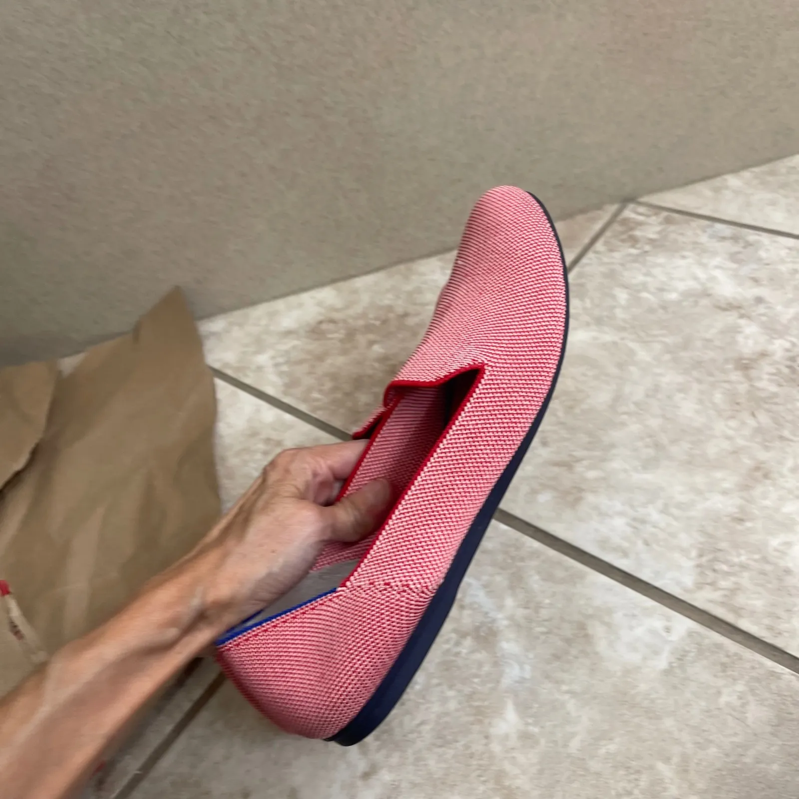 ROTHYS round toe Red White Knit Loafer Flats Wome 10 lllypop retired pre owned - Image 6