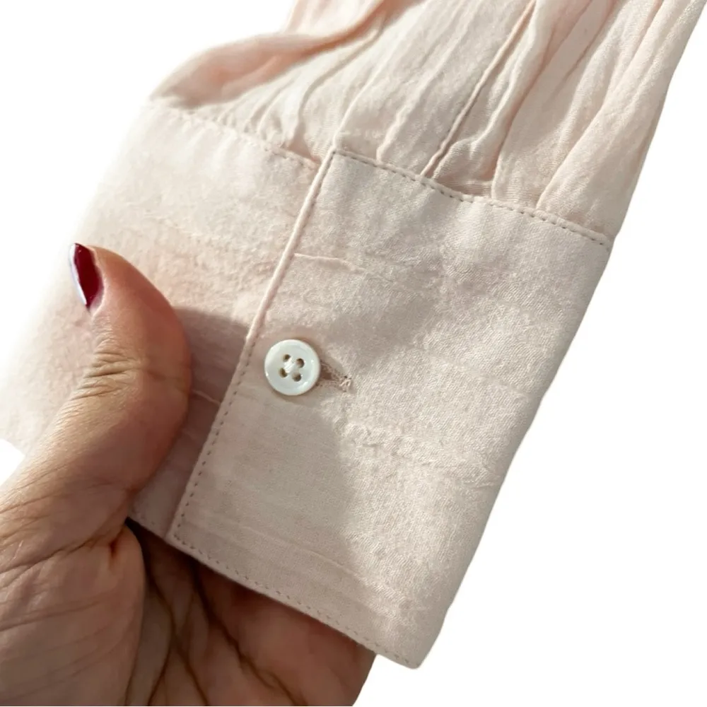 CLUB MONACO Semi Sheer Light Salmon Pink Long Sleeve Tunic Top Sz S - Image 3