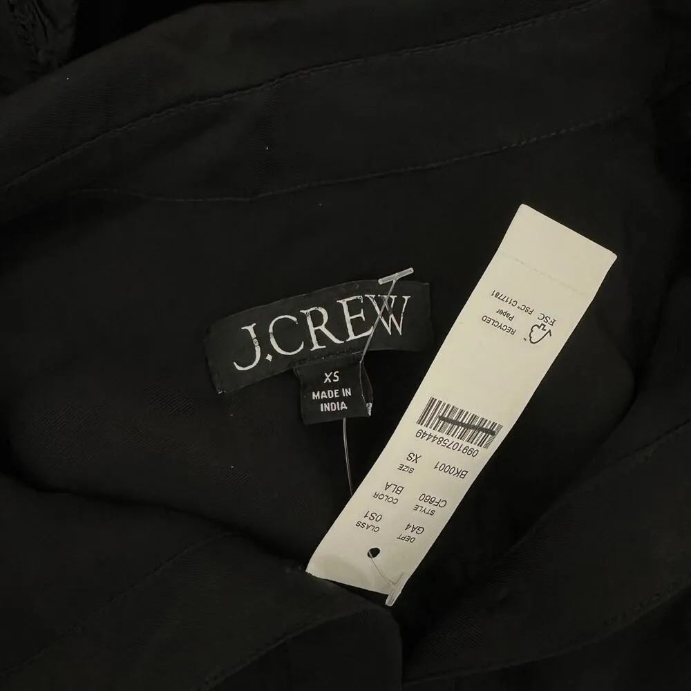 J.Crew Amelia Popover Shirt Dress Drapey Viscose Twill Long Sleeve Black XS NWT - Image 7