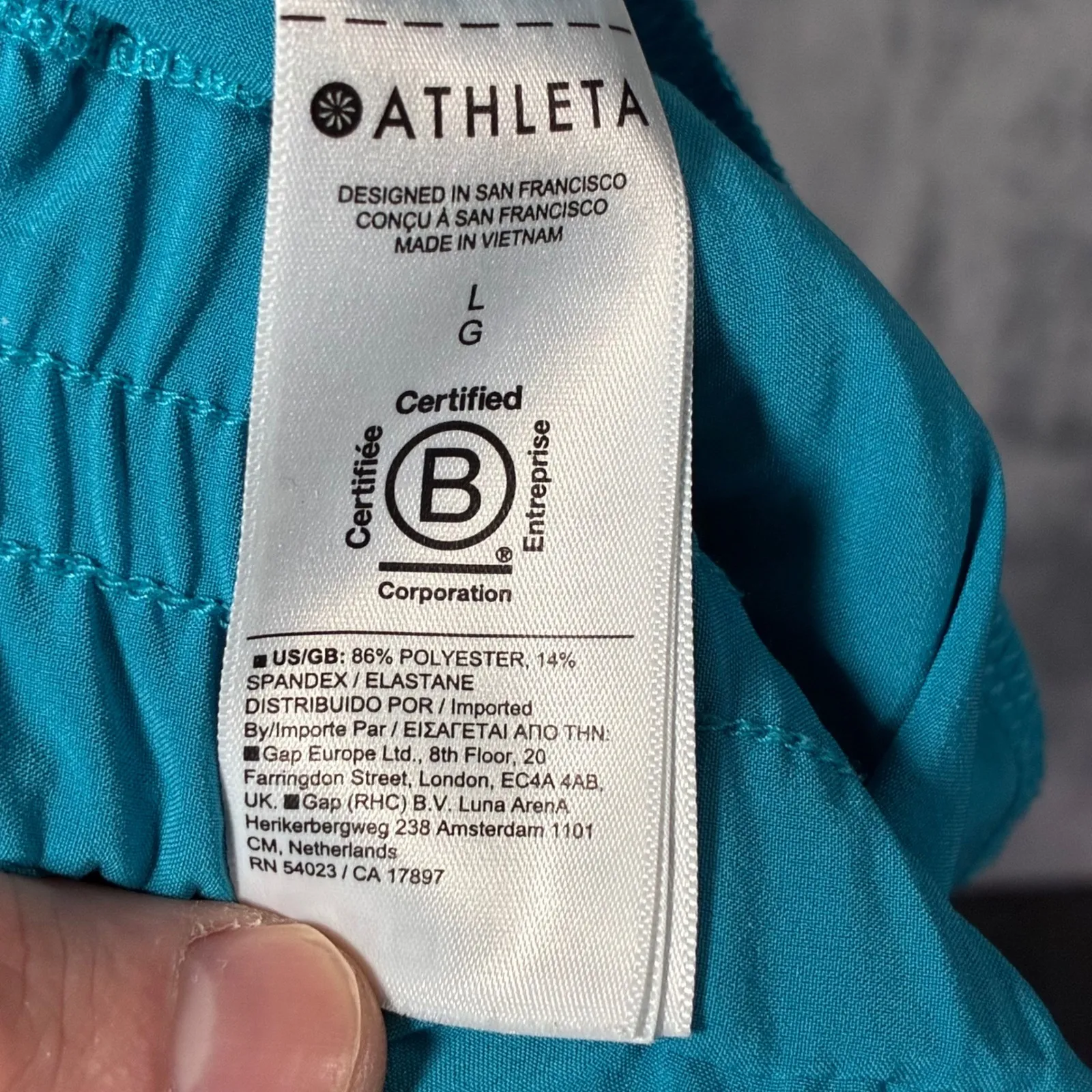 EUC Athleta Avenue Jumpsuit Teal V Neck Sleeveless Wide Leg Size Large - Image 7