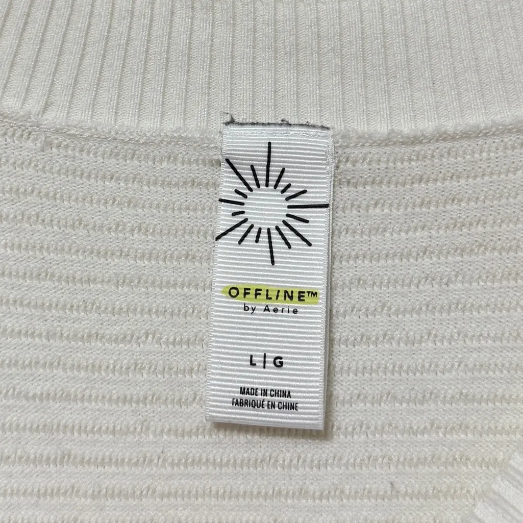 OFFLINE by Aerie Home Stretch Sweater Size Large White Boatneck Off The Shoulder - Image 3