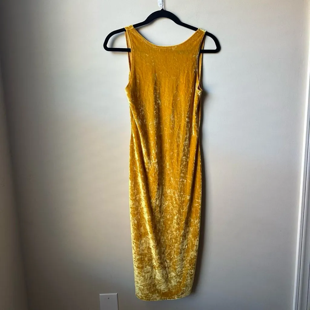 Women's Popular Basics Dress Velvet Sleeveless Medium Gold V Neck Vintage - Image 4